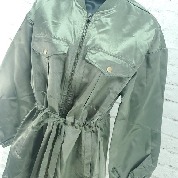 Gap Womens Olive Green Front Pockets Full Zip Utility Trench Coat Size XS - Picture 5 of 15
